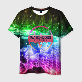 Мужская футболка 3D с принтом WATCH DOGS LEGION в Рязани, 100% полиэфир | прямой крой, круглый вырез горловины, длина до линии бедер | ded sec | hacker | legion | watch dogs | watch dogs 2 | watch dogs legion | легион | хакер