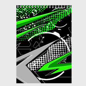 Скетчбук с принтом Black and Green в Рязани, 100% бумага
 | 48 листов, плотность листов — 100 г/м2, плотность картонной обложки — 250 г/м2. Листы скреплены сверху удобной пружинной спиралью | texture | абстракция | граффити | краски | линии | текстура | уличный стиль | яркая