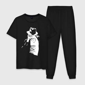 Мужская пижама хлопок с принтом Майкл Джексон в Рязани, 100% хлопок | брюки и футболка прямого кроя, без карманов, на брюках мягкая резинка на поясе и по низу штанин
 | michael jackson | артист | майкл джексон | музыка | поп | рок