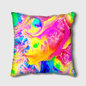 Подушка 3D с принтом КРАСКИ в Рязани, наволочка – 100% полиэстер, наполнитель – холлофайбер (легкий наполнитель, не вызывает аллергию). | состоит из подушки и наволочки. Наволочка на молнии, легко снимается для стирки | abstract | abstraction | color | geometry | paitnt | psy | абстракция | геометрия | краски | неоновые | психоделика