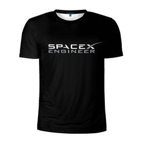 Мужская футболка 3D спортивная с принтом SpaceX engineer в Рязани, 100% полиэстер с улучшенными характеристиками | приталенный силуэт, круглая горловина, широкие плечи, сужается к линии бедра | elon | mars | musk | spascex | астронавт | илон | инженер | космос | маск | ракета