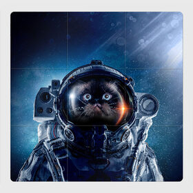 Магнитный плакат 3Х3 с принтом Кот космонавт в Рязани, Полимерный материал с магнитным слоем | 9 деталей размером 9*9 см | nasa | вселенная | звезды | космонавт | космос | кот | котик | котяра | котята | кошка
