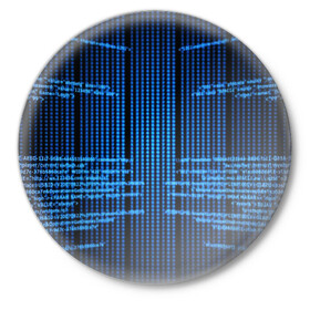 Значок с принтом КОДЫ в Рязани,  металл | круглая форма, металлическая застежка в виде булавки | hugo weaving | pc | the matrix | код | компьютеры | матрица | матрица 4 | программист | программный код | цифры