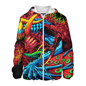 Мужская куртка 3D с принтом CS GO hyper beast skin в Рязани, ткань верха — 100% полиэстер, подклад — флис | прямой крой, подол и капюшон оформлены резинкой с фиксаторами, два кармана без застежек по бокам, один большой потайной карман на груди. Карман на груди застегивается на липучку | awp | counter strike | cs go | cs go global offensive | hyper beast | skin cs | team cs | команды cs | скины оружия | скоростной зверь | хайпер бист