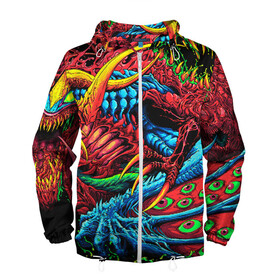 Мужская ветровка 3D с принтом CS GO hyper beast skin в Рязани, 100% полиэстер | подол и капюшон оформлены резинкой с фиксаторами, два кармана без застежек по бокам, один потайной карман на груди | awp | counter strike | cs go | cs go global offensive | hyper beast | skin cs | team cs | команды cs | скины оружия | скоростной зверь | хайпер бист