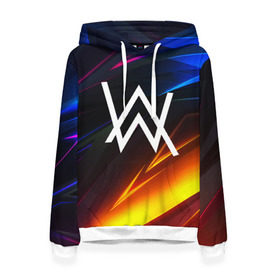 Женская толстовка 3D с принтом ALAN WALKER STRIPES в Рязани, 100% полиэстер  | двухслойный капюшон со шнурком для регулировки, мягкие манжеты на рукавах и по низу толстовки, спереди карман-кенгуру с мягким внутренним слоем. | alan walker | aw | electro | electro music | music | алан уокер | музыка | музыкант | электро | электронная музыка