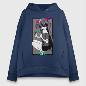 Женское худи Oversize хлопок с принтом Enjoy Anime Art в Рязани, френч-терри — 70% хлопок, 30% полиэстер. Мягкий теплый начес внутри —100% хлопок | боковые карманы, эластичные манжеты и нижняя кромка, капюшон на магнитной кнопке | Тематика изображения на принте: anime | aquarell | enjoy | flowers | glitch | retrowave | sad | sadness | vaporwave | акварель | аниме | анимэ | глитч | глич | грустно | грустный | грусть | надписи | цветы