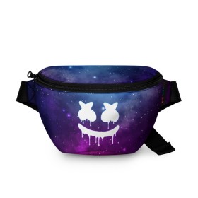 Поясная сумка 3D с принтом MARSHMELLO MELT SPACE в Рязани, 100% полиэстер | плотная ткань, ремень с регулируемой длиной, внутри несколько карманов для мелочей, основное отделение и карман с обратной стороны сумки застегиваются на молнию | america | dj | marshmello | usa | америка | маршмелло