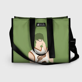 Сумка-шоппер 3D с принтом Shintarou Midorima в Рязани, 100% полиэстер | застегивается на металлическую кнопку; внутренний карман застегивается на молнию. Стенки укреплены специальным мягким материалом, чтобы защитить содержимое от несильных ударов
 | basket | basketball | kuroko | kuroko no basket | midorima | shintarou | баскетбол | куроко | мидорима | шинтаро