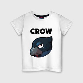 Детская футболка хлопок с принтом BRAWL STARS CROW в Рязани, 100% хлопок | круглый вырез горловины, полуприлегающий силуэт, длина до линии бедер | android | brawl stars | colt | crow | games | leon | penny | poco. | shelly | spike | wanted | брав | бравл старс | звезды | игры | мобильные игры | старс