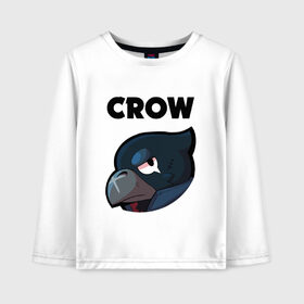 Детский лонгслив хлопок с принтом BRAWL STARS CROW в Рязани, 100% хлопок | круглый вырез горловины, полуприлегающий силуэт, длина до линии бедер | android | brawl stars | colt | crow | games | leon | penny | poco. | shelly | spike | wanted | брав | бравл старс | звезды | игры | мобильные игры | старс