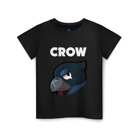 Детская футболка хлопок с принтом BRAWL STARS CROW в Рязани, 100% хлопок | круглый вырез горловины, полуприлегающий силуэт, длина до линии бедер | android | brawl stars | colt | crow | games | leon | penny | poco. | shelly | spike | wanted | брав | бравл старс | звезды | игры | мобильные игры | старс