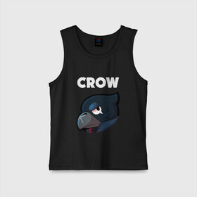 Детская майка хлопок с принтом BRAWL STARS CROW в Рязани,  |  | Тематика изображения на принте: android | brawl stars | colt | crow | games | leon | penny | poco. | shelly | spike | wanted | брав | бравл старс | звезды | игры | мобильные игры | старс