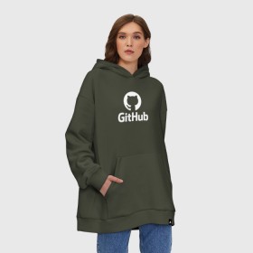 Худи SuperOversize хлопок с принтом GitHub в Рязани, 70% хлопок, 30% полиэстер, мягкий начес внутри | карман-кенгуру, эластичная резинка на манжетах и по нижней кромке, двухслойный капюшон
 | git hub | github | it | кодинг | программист