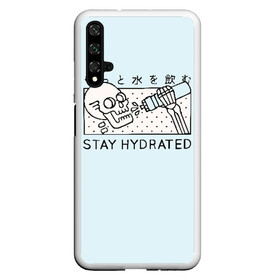 Чехол для Honor 20 с принтом STAY HYDRATED в Рязани, Силикон | Область печати: задняя сторона чехла, без боковых панелей | Тематика изображения на принте: death | japan | skeleton | sport | vegan | water | yoga | веган | вегетарианство | вода | йога | скелет | спорт | хэллоуин | череп | япония