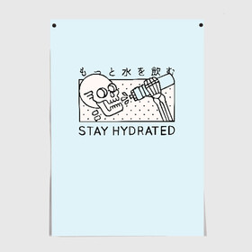 Постер с принтом STAY HYDRATED в Рязани, 100% бумага
 | бумага, плотность 150 мг. Матовая, но за счет высокого коэффициента гладкости имеет небольшой блеск и дает на свету блики, но в отличии от глянцевой бумаги не покрыта лаком | death | japan | skeleton | sport | vegan | water | yoga | веган | вегетарианство | вода | йога | скелет | спорт | хэллоуин | череп | япония