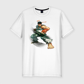 Мужская футболка хлопок Slim с принтом Street Fighter Ryu в Рязани, 92% хлопок, 8% лайкра | приталенный силуэт, круглый вырез ворота, длина до линии бедра, короткий рукав | street fighter ryu