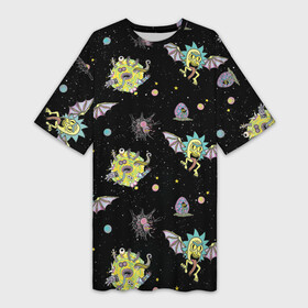 Платье-футболка 3D с принтом Rick and Morty pattern в Рязани,  |  | morty | pattern | rick | rick and morty | space | t shirt | vdosadir