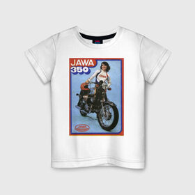 Детская футболка хлопок с принтом Ява в Рязани, 100% хлопок | круглый вырез горловины, полуприлегающий силуэт, длина до линии бедер | Тематика изображения на принте: jawa | jawa 350 | jawa мотоциклы | купить jawa | мотоцикл | мотоцикл ява | ява | ява 350