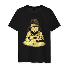 Мужская футболка хлопок с принтом Медведь Покер в Рязани, 100% хлопок | прямой крой, круглый вырез горловины, длина до линии бедер, слегка спущенное плечо. | bear | poker | карты | медведи | медведь | покер