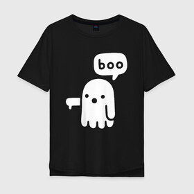 Мужская футболка хлопок Oversize с принтом Boo в Рязани, 100% хлопок | свободный крой, круглый ворот, “спинка” длиннее передней части | 19 | 2019 | boo | ghost | halloween | бу | ведьма | зло | картинка | нечисть | приведение | призрак | прикольная | тыква | тьма | ужас | хелловин | хеллоувин | хэллоуин