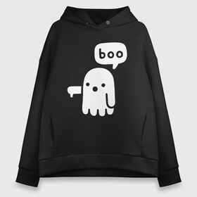 Женское худи Oversize хлопок с принтом Boo в Рязани, френч-терри — 70% хлопок, 30% полиэстер. Мягкий теплый начес внутри —100% хлопок | боковые карманы, эластичные манжеты и нижняя кромка, капюшон на магнитной кнопке | 19 | 2019 | boo | ghost | halloween | бу | ведьма | зло | картинка | нечисть | приведение | призрак | прикольная | тыква | тьма | ужас | хелловин | хеллоувин | хэллоуин