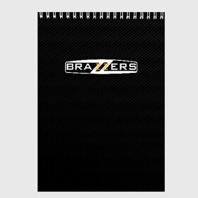 Скетчбук с принтом BRAZZERS в Рязани, 100% бумага
 | 48 листов, плотность листов — 100 г/м2, плотность картонной обложки — 250 г/м2. Листы скреплены сверху удобной пружинной спиралью | brazzers | hub | бразерс