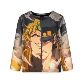 Детский лонгслив 3D с принтом Dio Brando x Jotaro в Рязани, 100% полиэстер | длинные рукава, круглый вырез горловины, полуприлегающий силуэт
 | jojo | джоджо | джонатан | джостар | манга | невероятные приключения | ранобэ | хамон