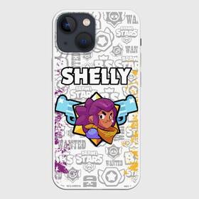 Чехол для iPhone 13 mini с принтом BRAWL STARS SHELLY в Рязани,  |  | android | brawl stars | colt | crow | games | leon | penny | poco. | shelly | spike | wanted | брав | бравл старс | звезды | игры | мобильные игры | старс