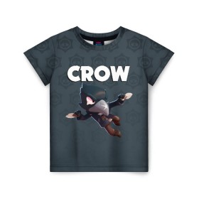 Детская футболка 3D с принтом BRAWL STARS CROW в Рязани, 100% гипоаллергенный полиэфир | прямой крой, круглый вырез горловины, длина до линии бедер, чуть спущенное плечо, ткань немного тянется | brawl stars | bull | colt | crow | leon | stars | берли | бо | брок | ворон | джесси | динамайк | дэррил | кольт | леон | мортис | нита | пайпер | пенни | поко | пэм | рикошет | спайк | фрэнк | шелли | эль примо