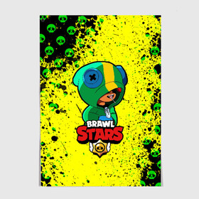 Постер с принтом Brawl Stars LEON в Рязани, 100% бумага
 | бумага, плотность 150 мг. Матовая, но за счет высокого коэффициента гладкости имеет небольшой блеск и дает на свету блики, но в отличии от глянцевой бумаги не покрыта лаком | brawl | brawl stars | crow | leon | stars | бравл | бравл старс | браво старс | игра | компьютерная | кров | леон | онлайн | старс