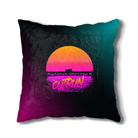 Подушка 3D с принтом OUTRUN RETROWAVE в Рязани, наволочка – 100% полиэстер, наполнитель – холлофайбер (легкий наполнитель, не вызывает аллергию). | состоит из подушки и наволочки. Наволочка на молнии, легко снимается для стирки | hotline miami | neon | new retro wave | outrun | outrun electro | retro | retrowave | synth | synthwave | неон | ретро | хотлайн майами