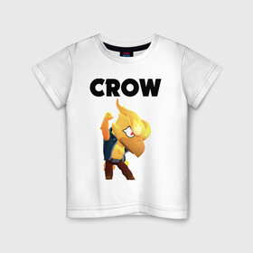 Детская футболка хлопок с принтом BRAWL STARS CROW PHOENIX в Рязани, 100% хлопок | круглый вырез горловины, полуприлегающий силуэт, длина до линии бедер | android | brawl stars | colt | crow | games | leon | penny | poco. | shelly | spike | wanted | брав | бравл старс | звезды | игры | мобильные игры | старс