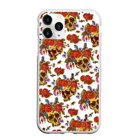 Чехол для iPhone 11 Pro матовый с принтом Skulls and Roses в Рязани, Силикон |  | Тематика изображения на принте: flowers | halloween | rose | skull | tattoo | жуки | насекомые | роза | тату | татуировка | хеллоуин | хэллоуин | цветок | цветы | череп