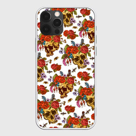 Чехол для iPhone 12 Pro Max с принтом Skulls and Roses в Рязани, Силикон |  | Тематика изображения на принте: flowers | halloween | rose | skull | tattoo | жуки | насекомые | роза | тату | татуировка | хеллоуин | хэллоуин | цветок | цветы | череп