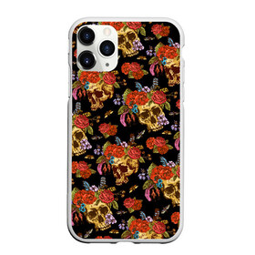 Чехол для iPhone 11 Pro матовый с принтом Skulls and Roses в Рязани, Силикон |  | flowers | halloween | rose | skull | tattoo | жуки | насекомые | роза | тату | татуировка | хеллоуин | хэллоуин | цветок | цветы | череп