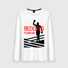 Мужской лонгслив хлопок с принтом Boxing its my life (двухсторонняя) в Рязани, 100% хлопок |  | boxing | бокс