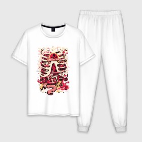 Мужская пижама хлопок с принтом Anatomy park в Рязани, 100% хлопок | брюки и футболка прямого кроя, без карманов, на брюках мягкая резинка на поясе и по низу штанин
 | anatomy park | vdgerir | скелет