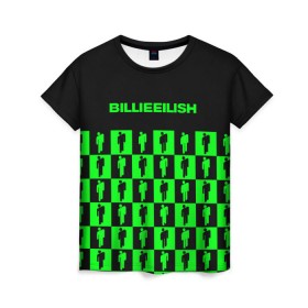 Женская футболка 3D с принтом BILLIE EILISH в Рязани, 100% полиэфир ( синтетическое хлопкоподобное полотно) | прямой крой, круглый вырез горловины, длина до линии бедер | be | billie | billie eilish | blohsh | ghoul | билли | билли айлиш