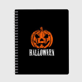 Тетрадь с принтом Halloween в Рязани, 100% бумага | 48 листов, плотность листов — 60 г/м2, плотность картонной обложки — 250 г/м2. Листы скреплены сбоку удобной пружинной спиралью. Уголки страниц и обложки скругленные. Цвет линий — светло-серый
 | 