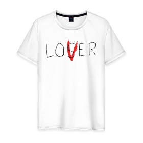 Мужская футболка хлопок с принтом Lover в Рязани, 100% хлопок | прямой крой, круглый вырез горловины, длина до линии бедер, слегка спущенное плечо. | clown | derry | it 2 | it: chapter two | loser | lover | pennywise | stephen king | warner brothers | ворнер бразерс | дерри | клоун | оно 2 | пеннивайз | стивен кинг