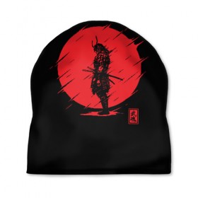 Шапка 3D с принтом Samurai в Рязани, 100% полиэстер | универсальный размер, печать по всей поверхности изделия | ahegao | anime | blood | japan | samurai | senpai | warior | аниме | ахегао | воин | катана | кровавая | кровавый | кровь | луна | самураи | самурай | семпай | сенпай | солнце | япония
