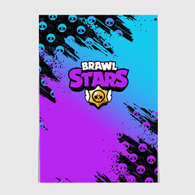 Постер с принтом Brawl Stars в Рязани, 100% бумага
 | бумага, плотность 150 мг. Матовая, но за счет высокого коэффициента гладкости имеет небольшой блеск и дает на свету блики, но в отличии от глянцевой бумаги не покрыта лаком | brawl | brawl stars | crow | leon | stars | бравл | бравл старс | браво старс | игра | компьютерная | кров | леон | онлайн | старс