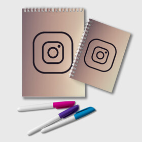 Блокнот с принтом instagram(simple logo) в Рязани, 100% бумага | 48 листов, плотность листов — 60 г/м2, плотность картонной обложки — 250 г/м2. Листы скреплены удобной пружинной спиралью. Цвет линий — светло-серый
 | instagram | logo | инстаграм | лого | мягкие цвета | приложение | простая картинка | фотоаппарат | черная картинка | черный | черный значок | черный цвет
