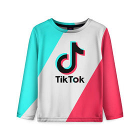 Детский лонгслив 3D с принтом TIKTOK в Рязани, 100% полиэстер | длинные рукава, круглый вырез горловины, полуприлегающий силуэт
 | tik | tik tok | tiktok | tok | тик | тик ток | тикток | ток