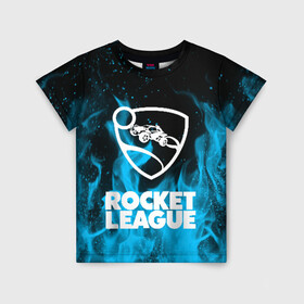 Детская футболка 3D с принтом ROCKET LEAGUE в Рязани, 100% гипоаллергенный полиэфир | прямой крой, круглый вырез горловины, длина до линии бедер, чуть спущенное плечо, ткань немного тянется | racing. | rocket league | rocket league garage | rocket trade | гонки | рокет лига