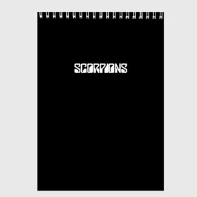 Скетчбук с принтом SCORPIONS в Рязани, 100% бумага
 | 48 листов, плотность листов — 100 г/м2, плотность картонной обложки — 250 г/м2. Листы скреплены сверху удобной пружинной спиралью | scorpions | клаус майне | маттиас ябс | микки ди | павел мончивода | рудольф шенкер | скорпион | скорпионс