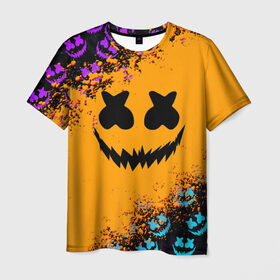Мужская футболка 3D с принтом MARSHMELLO HALLOWEEN в Рязани, 100% полиэфир | прямой крой, круглый вырез горловины, длина до линии бедер | america | dj | halloween | marshmello | marshmello halloween | usa | америка | маршмелло | маршмелло хеллоуин | хеллоуин | хэллоуин