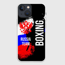 Чехол для iPhone 13 mini с принтом Boxing Russia Team в Рязани,  |  | Тематика изображения на принте: boxer | boxing | russia team | бокс | боксер | сборная россии | тайский бокс