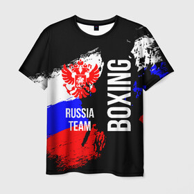 Мужская футболка 3D с принтом Boxing Russia Team в Рязани, 100% полиэфир | прямой крой, круглый вырез горловины, длина до линии бедер | Тематика изображения на принте: boxer | boxing | russia team | бокс | боксер | сборная россии | тайский бокс
